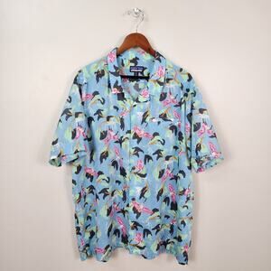 PATAGONIA | Lightweight A/C Shirt Spoonbills Sky Blue Size XXL Vacation Beach